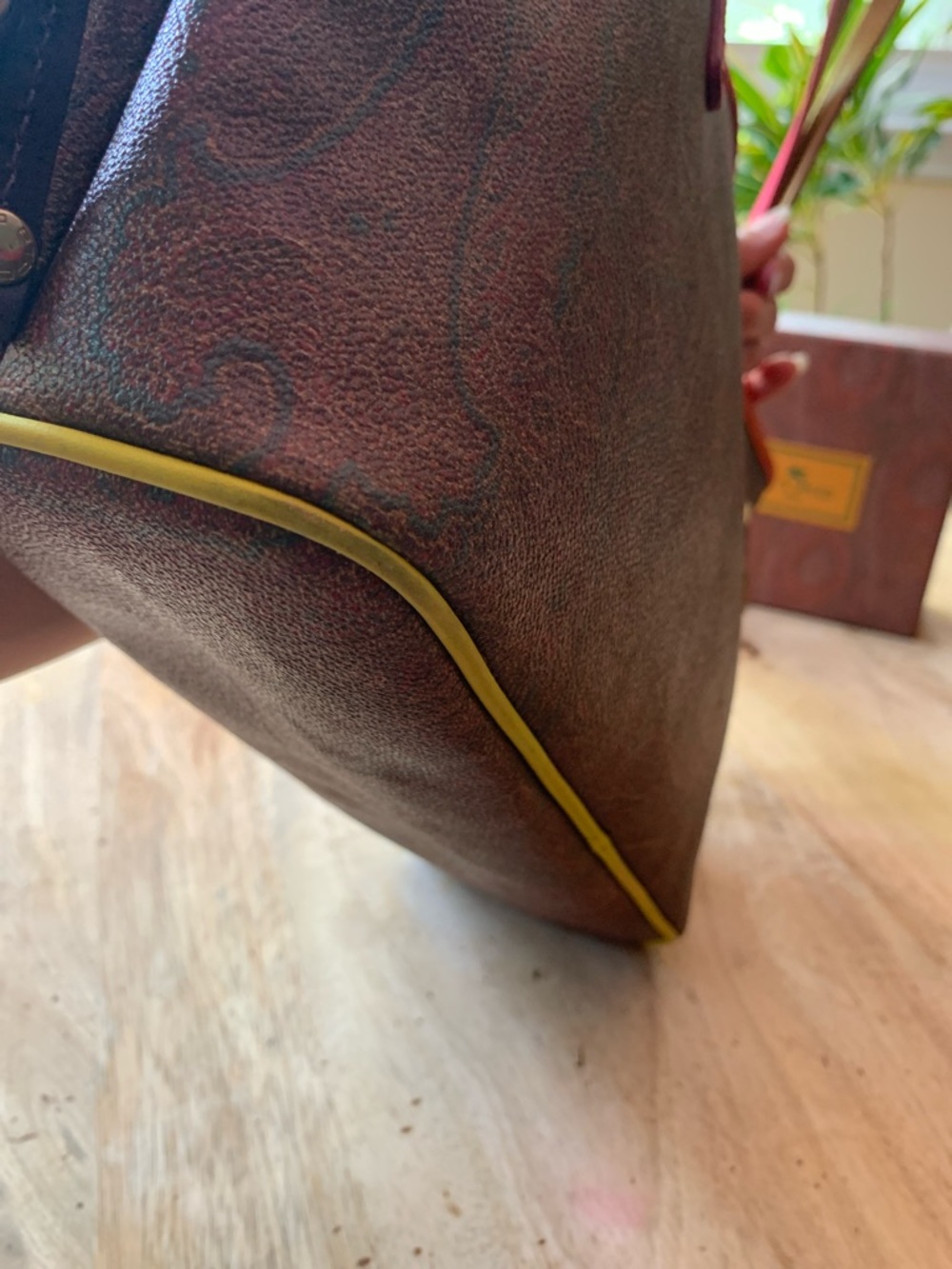ETRO Paisley Shopping Tote with Pink Handles and Orange/Yellow Trim - Picture 12 of 17
